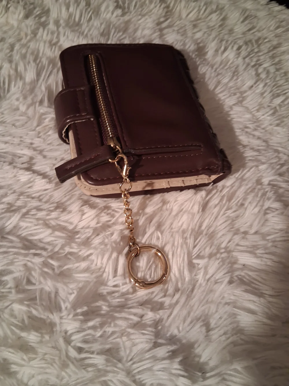 Woven Leather Compact Wallet - WINE Color Callout Lil  Peeling  In Corner